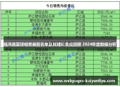临洮县篮球明星最新名单及其精彩表现回顾 2024年度数据分析